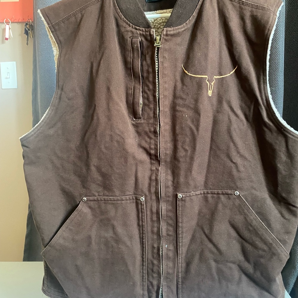 Brown Vest with Embroidered Logo
